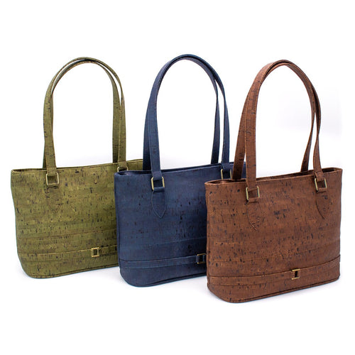 Color cork with rustic green brown navy blue cork girls handbag