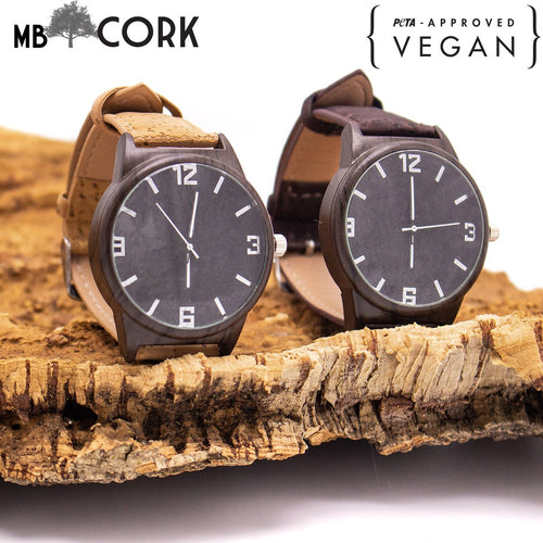 Cork watch natural and brown color